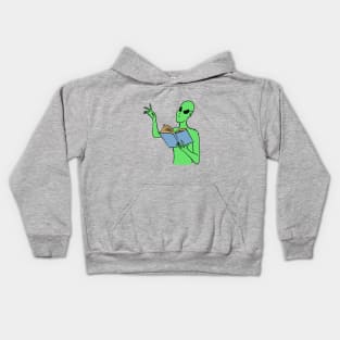 Alien reading a book Kids Hoodie